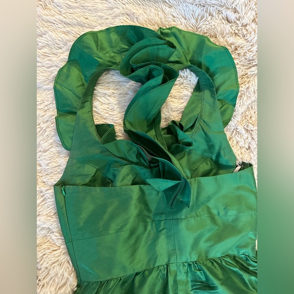 Lynn Lugo Women’s Size 8 Green Frilly Fun Silk Dress - Picture 6 of 8